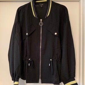 Ontwelfth Black Bomber Jacket (Gold sleeve detail)